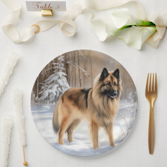 Belgian Tervuren Let It Snow Christmas  Paper Plates (Wedding)