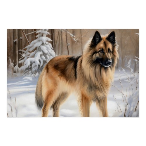 Belgian Tervuren Let It Snow Christmas  Poster