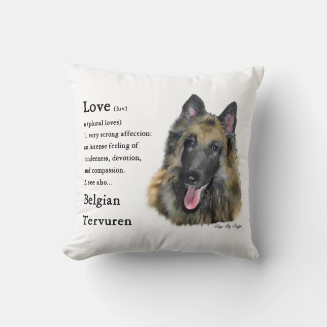 Belgian Tervuren Love Is Throw Pillow (Front)