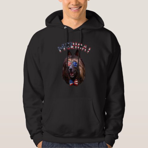 Belgian Tervuren Merica American Flag Dog  July 4t Hoodie