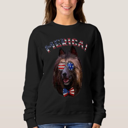 Belgian Tervuren Merica American Flag Dog  July 4t Sweatshirt