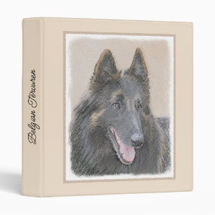 Belgian Tervuren Painting - Cute Original Dog Art 3 Ring Binder