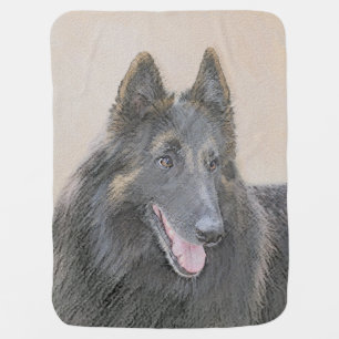 Belgian Tervuren Painting - Cute Original Dog Art Baby Blanket