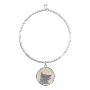 Belgian Tervuren Painting - Cute Original Dog Art Bangle Bracelet