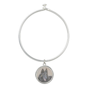 Belgian Tervuren Painting - Cute Original Dog Art Bangle Bracelet