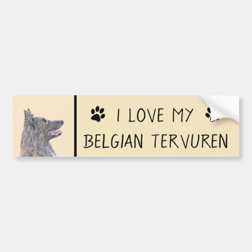 Belgian Tervuren Painting _ Cute Original Dog Art Bumper Sticker
