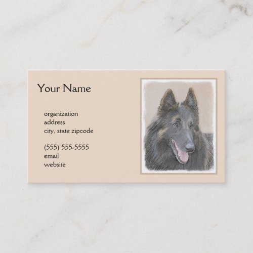 Belgian Tervuren Painting _ Cute Original Dog Art Business Card