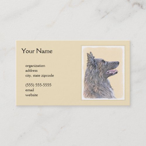 Belgian Tervuren Painting _ Cute Original Dog Art Business Card