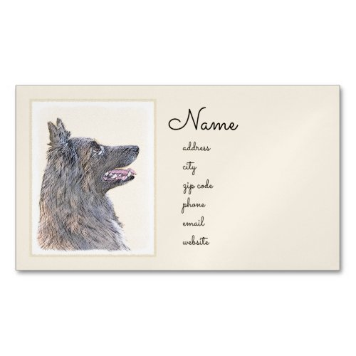 Belgian Tervuren Painting _ Cute Original Dog Art Business Card Magnet