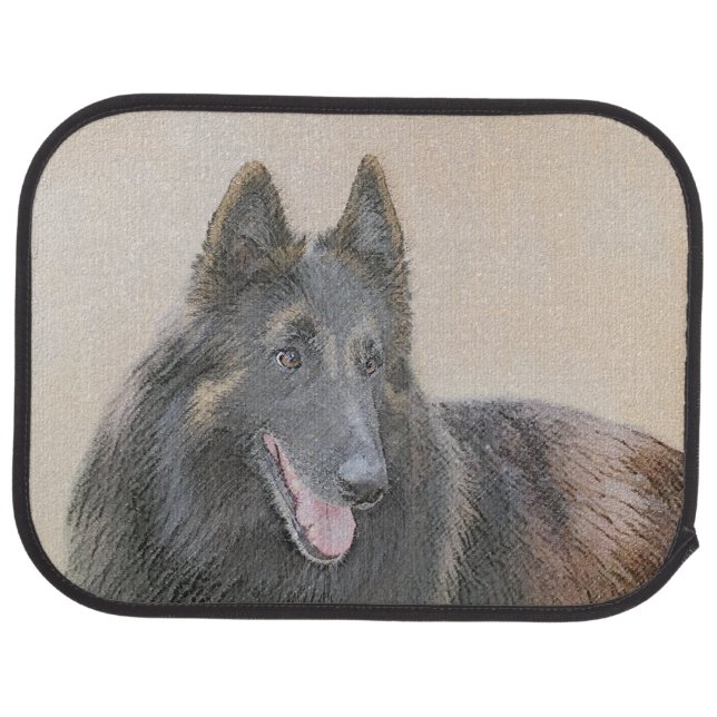 Belgian Tervuren Painting - Cute Original Dog Art Car Floor Mat (Rear)