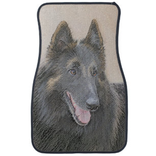 Belgian Tervuren Painting - Cute Original Dog Art Car Mat