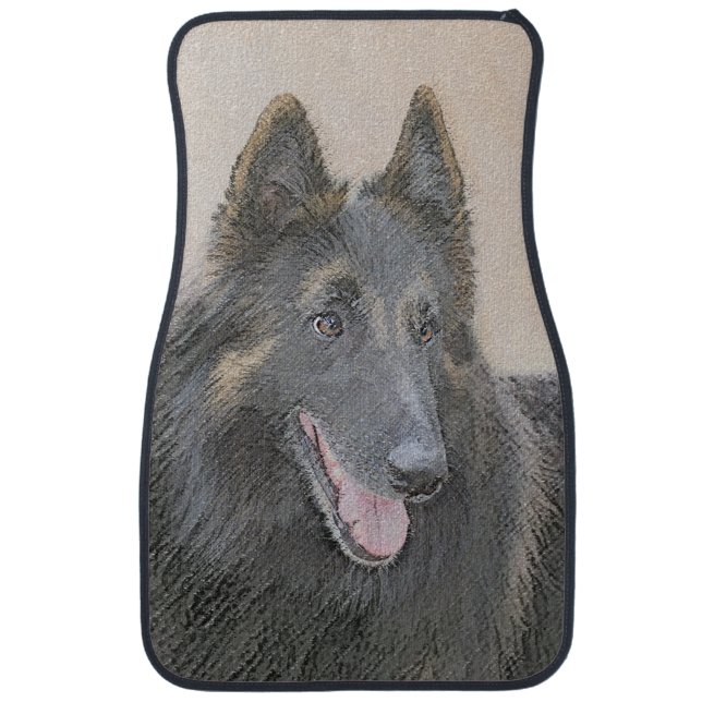 Belgian Tervuren Painting - Cute Original Dog Art Car Mat (Front)