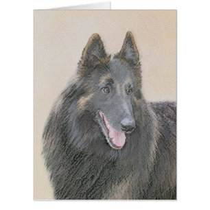 Belgian Tervuren Painting - Cute Original Dog Art Card