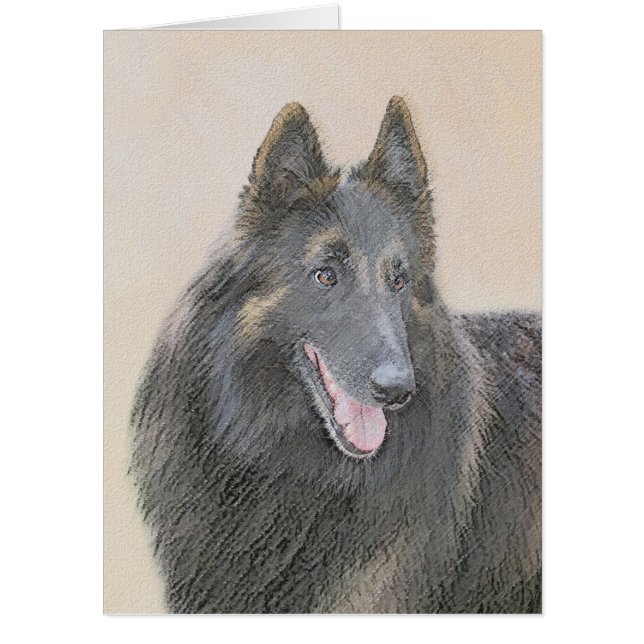 Belgian Tervuren Painting - Cute Original Dog Art Card (Front)