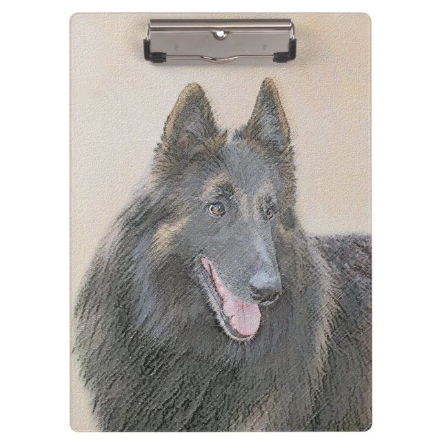 Belgian Tervuren Painting - Cute Original Dog Art Clipboard (Front)