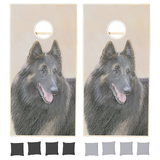 Belgian Tervuren Painting - Cute Original Dog Art Cornhole Set (Set)