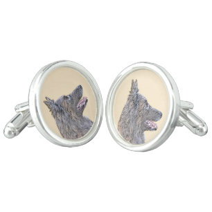 Belgian Tervuren Painting - Cute Original Dog Art Cufflinks