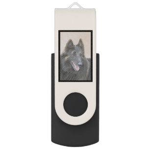 Belgian Tervuren Painting - Cute Original Dog Art Flash Drive