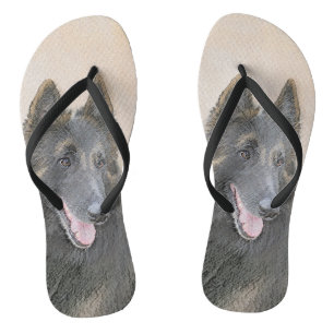 Belgian Tervuren Painting - Cute Original Dog Art Flip Flops