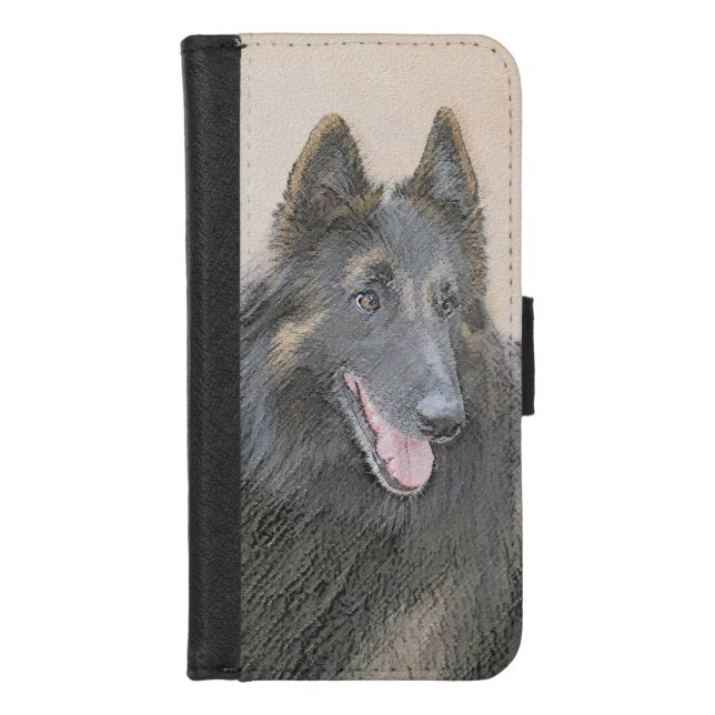 Belgian Tervuren Painting - Cute Original Dog Art iPhone Wallet Case (Front)