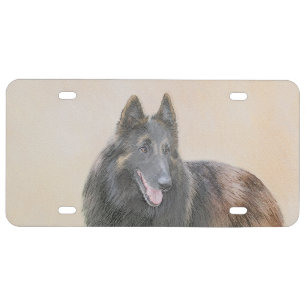 Belgian Tervuren Painting - Cute Original Dog Art License Plate