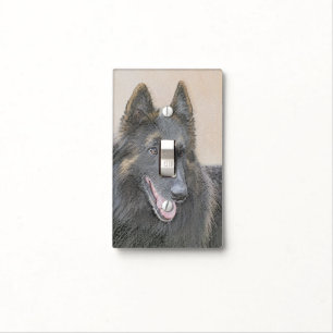 Belgian Tervuren Painting - Cute Original Dog Art Light Switch Cover