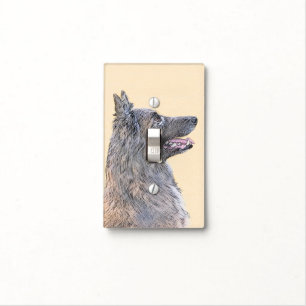 Belgian Tervuren Painting - Cute Original Dog Art Light Switch Cover