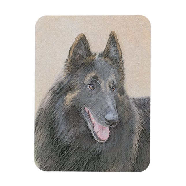 Belgian Tervuren Painting - Cute Original Dog Art Magnet (Vertical)