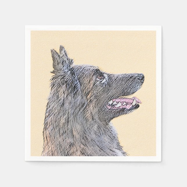Belgian Tervuren Painting - Cute Original Dog Art Napkins (Front)