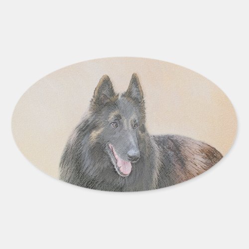 Belgian Tervuren Painting _ Cute Original Dog Art Oval Sticker