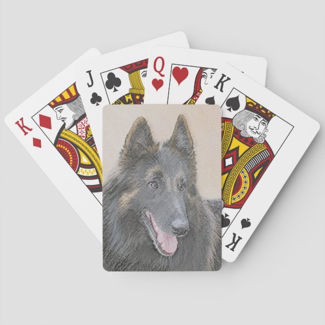 Belgian Tervuren Painting - Cute Original Dog Art Poker Cards (Back)