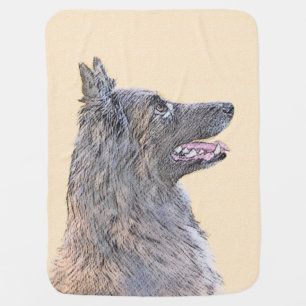 Belgian Tervuren Painting - Cute Original Dog Art Receiving Blanket