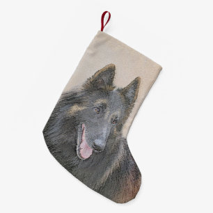 Belgian Tervuren Painting - Cute Original Dog Art Small Christmas Stocking
