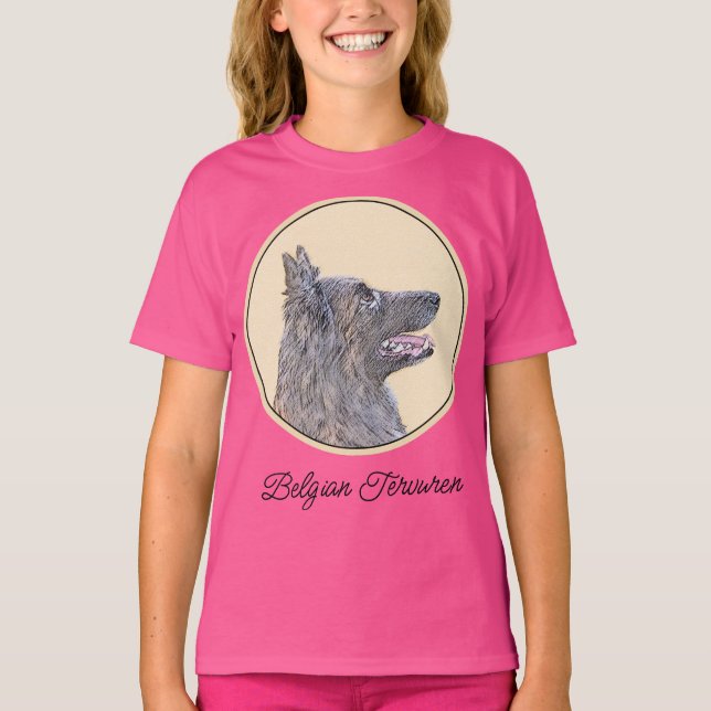 Belgian Tervuren Painting - Cute Original Dog Art  T-Shirt (Front)