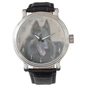 Belgian Tervuren Painting - Cute Original Dog Art Watch