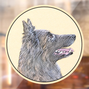 Belgian Tervuren Painting - Cute Original Dog Art Window Cling