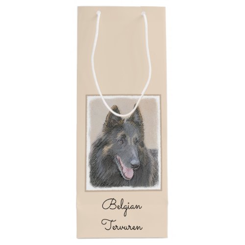 Belgian Tervuren Painting _ Cute Original Dog Art Wine Gift Bag