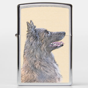 Belgian Tervuren Painting - Cute Original Dog Art Zippo Lighter