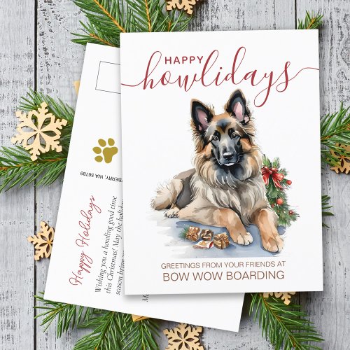 Belgian Tervuren Pet Boarding Christmas Corporate  Holiday Postcard