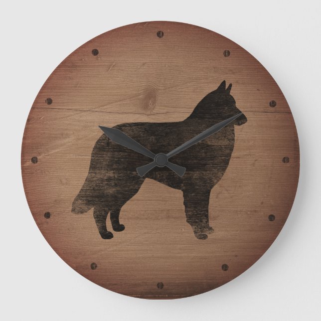 Belgian Tervuren Silhouette Rustic Style Large Clock (Front)