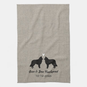 Belgian Tervuren Silhouettes with Heart Towel