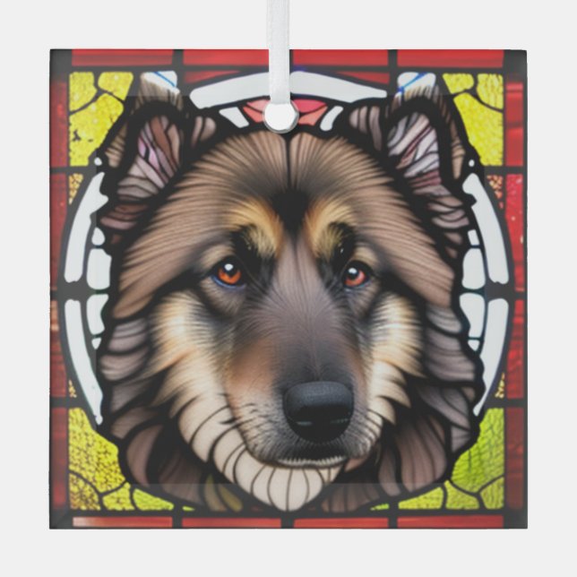 Belgian Tervuren "Stained Glass" Glass Ornament (Front)