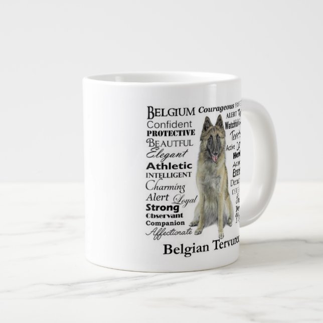 Belgian Tervuren Traits Jumbo Mug (Front Right)