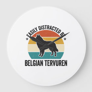 Belgian Tervuren Vintage Dog Lover Shirt Design_1 Large Clock