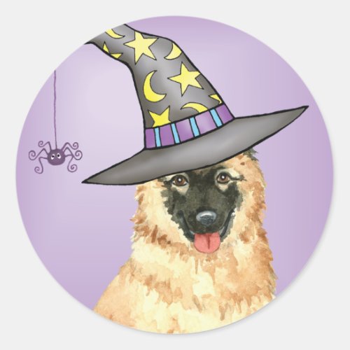 Belgian Tervuren Witch Classic Round Sticker