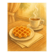 Belgian Waffle & Coffee Poster – Cozy Café Scene