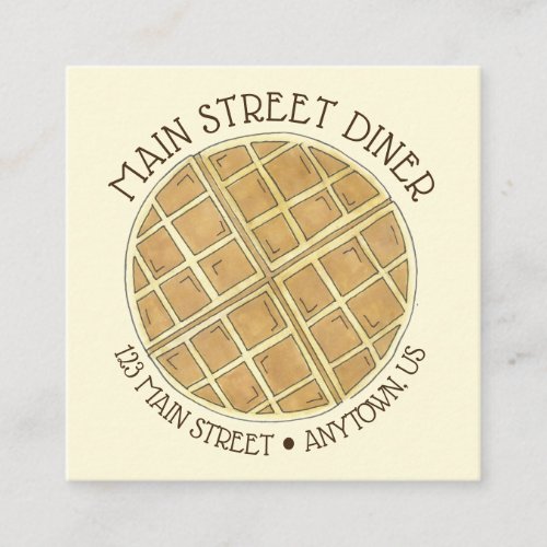 Belgian Waffle Diner Brunch Food Restaurant Chef Square Business Card