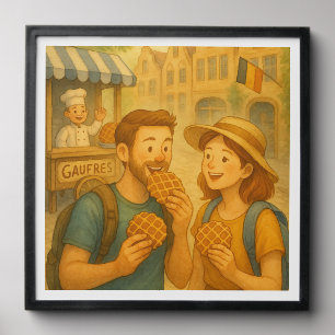 Belgian Waffle Moment – Charming Street Scene Peel And Stick Photo Tile