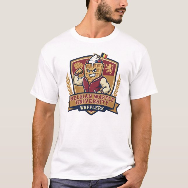 Belgian Waffle University Athletic Logo Ajay T-Shirt (Front)
