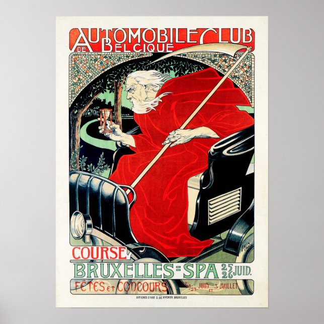 Belgique Automobile Club Art Nouveau Georges Gaudy Poster (Front)